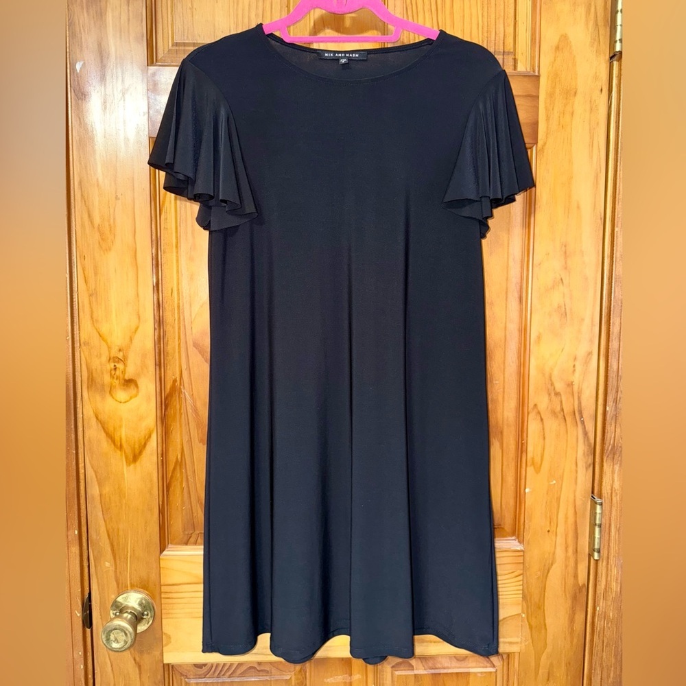Elegant Black Flutter Sleeve Mini Dress